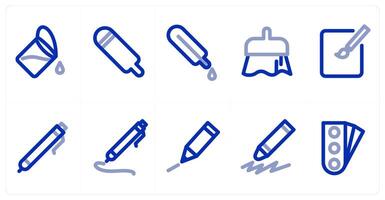 A set of 10 micro icons as paint bucket, dropper, drawing vector