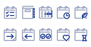 A set of 10 micro icons as calendar, contact book, calendar time vector