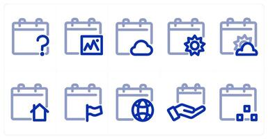 A set of 10 micro icons as calendar query, image calendar, cloud calendar vector