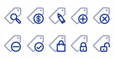 A set of 10 micro icons as search tag, finance tag, tag vector