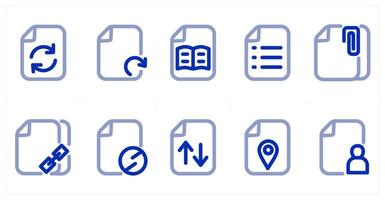 A set of 10 micro icons as refresh file, file, file clip vector