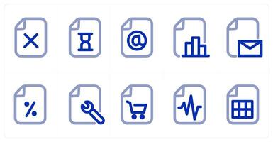 A set of 10 micro icons as wrong file, file time, email file vector
