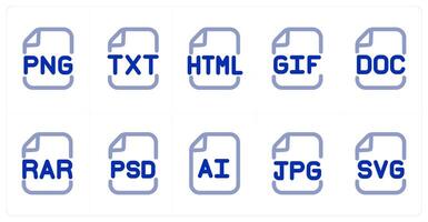 A set of 10 micro icons as file, txt file, html file vector