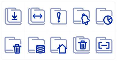 A set of 10 micro icons as download folder, folder, folder info vector