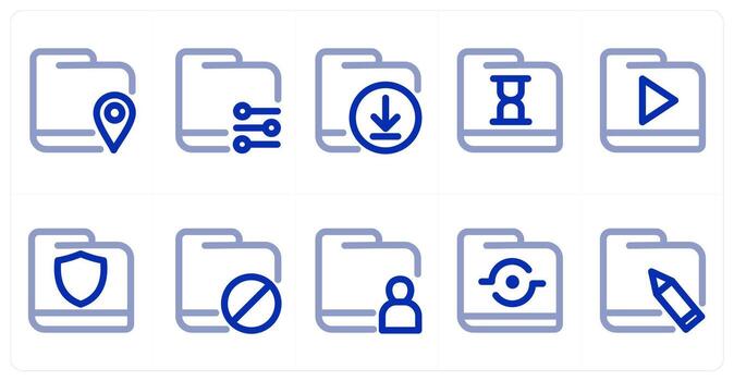un conjunto de 10 micro íconos como ubicación carpeta, carpeta, descargar carpeta vector