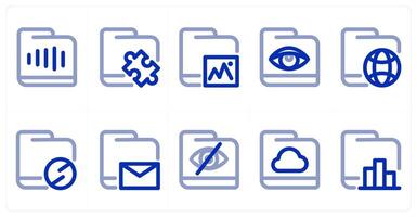A set of 10 micro icons as folder, gallery folder, vision folder vector