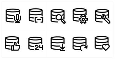 Set of 10 micro icons as server, search database, server maintenance vector