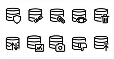 Set of 10 micro icons as server protection, server link, server vision vector