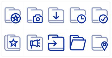 A set of 10 micro icons as favorite folder, folder camera, download folder vector