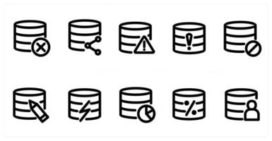 Set of 10 micro icons as remove server, server share, server maintenance vector
