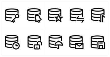 Set of 10 micro icons as server protection, server notification, favorite server vector