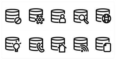 Set of 10 micro icons as server prohibited, server settings, user server vector