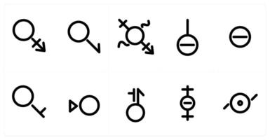 Set of 10 micro icon as gender, transgender, male vector
