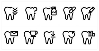 Set of 10 micro icon as dental, dentist, clinic vector