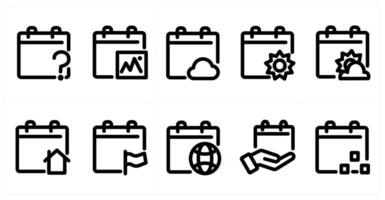 Set of 10 micro icons as calendar query, image calendar, cloud calendar vector