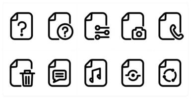 Set of 10 micro icons as file query, file, camera file vector