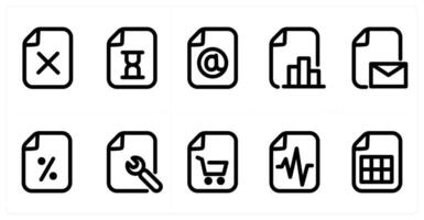 Set of 10 micro icons as wrong file, file time, email file vector