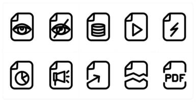 Set of 10 micro icons as file vision, hidden file, data file vector