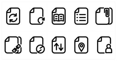 Set of 10 micro icons as refresh file, file, file clip vector