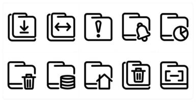 Set of 10 micro icons as download folder, folder, folder info vector