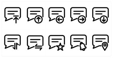 Set of 10 micro icons as upload message, receive message, send message vector