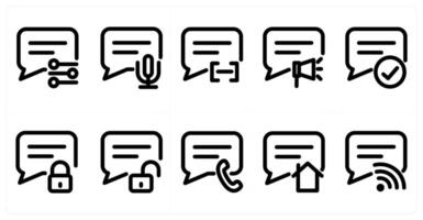 Set of 10 micro icons as message, audio message, message vector