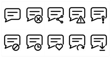 Set of 10 micro icons as mesage, wrong message, share message vector