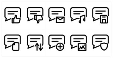 Set of 10 micro icons as like message, dislike message, message vector