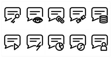 Set of 10 micro icons as key message, view message, link message vector