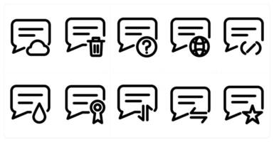 Set of 10 micro icons as cloud message, trash message, message query vector