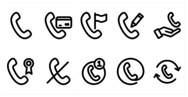 Set of 10 micro icons as call, call payment, flag call vector