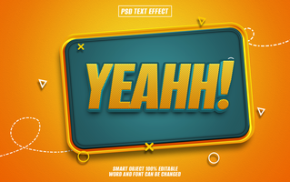 Yeah text effect with a retro vibe in orange and teal psd