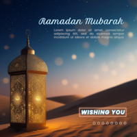 Glowing lantern and lamp with a stunning ramadan lantern in an islamic background for eid mubarak psd