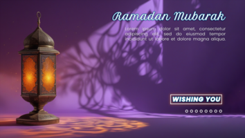 Enchanting lantern lamp with a decorative ramadan lantern in an islamic background for eid mubarak psd