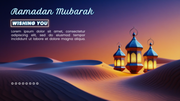 Mesmerizing lantern lamp with an enchanting ramadan lantern in an islamic background for eid mubarak psd