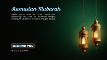 Gleaming lantern lamp with an artistic ramadan lantern in an islamic background for eid mubarak night psd