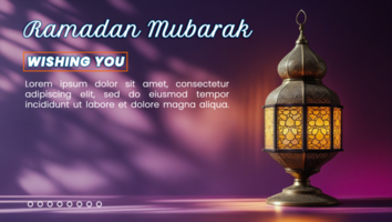 Luxurious lantern lamp with an inspiring ramadan lantern in an islamic background for eid mubarak psd