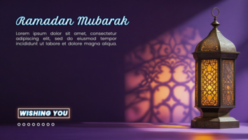 Bright lantern lamp with an intricate ramadan lantern in an islamic background for eid mubarak psd