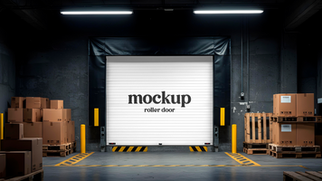 Warehouse Roller Door Mockup psd