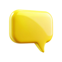 Shiny Yellow Speech Bubble 3D Render Graphic Design Element for Communication Chat Message Icon png