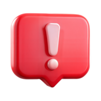 Three Dimensional Red Exclamation Mark Notification Bubble Icon Digital Rendering Alert Symbol png