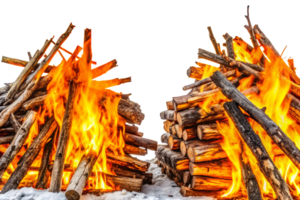 Two vibrant bonfires burning brightly in the winter snow a mesmerizing display of fire and ice png