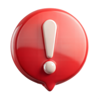 Red glossy circle with white exclamation mark 3D rendering attention alert warning sign symbol notification important notice urgent information caution danger risk png