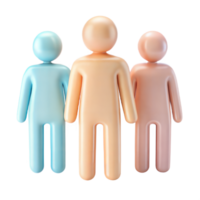 Three 3D Rendered Figures Representing Teamwork Collaboration and Unity png