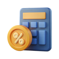 3D Render of a Calculator with a Percentage Sign Icon Highlighting Discount Calculations and Financial Concepts png