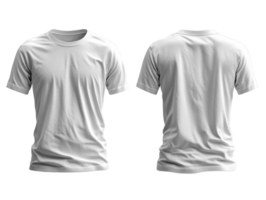 Set of white t-shirt mockup, front and back view, suitable for design png