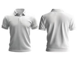 plain white polo shirt displayed from front and back, showcasing its simple design and versatility png