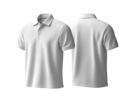 Set of plain white polo shirt displayed from front and back, showcasing its simple design and fabric texture png