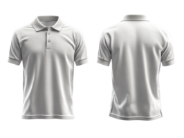 plain white polo shirt front and back, showcasing its simple design and fabric texture png