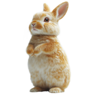 Fluffy orange rabbit standing upright with curious expression png